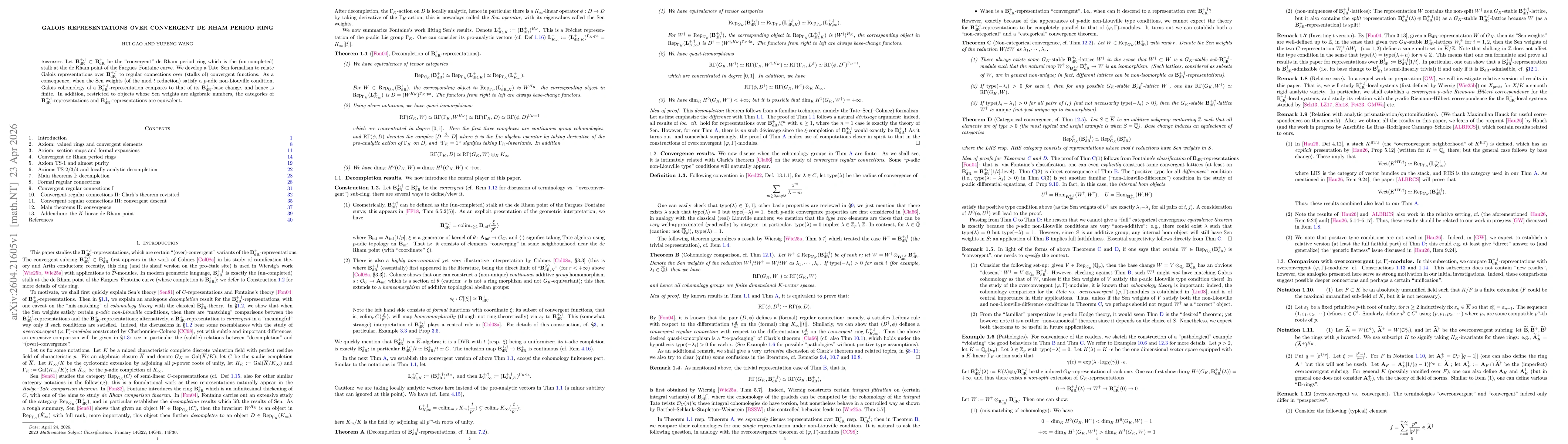 Thumbnail for Galois representations over convergent de Rham period ring