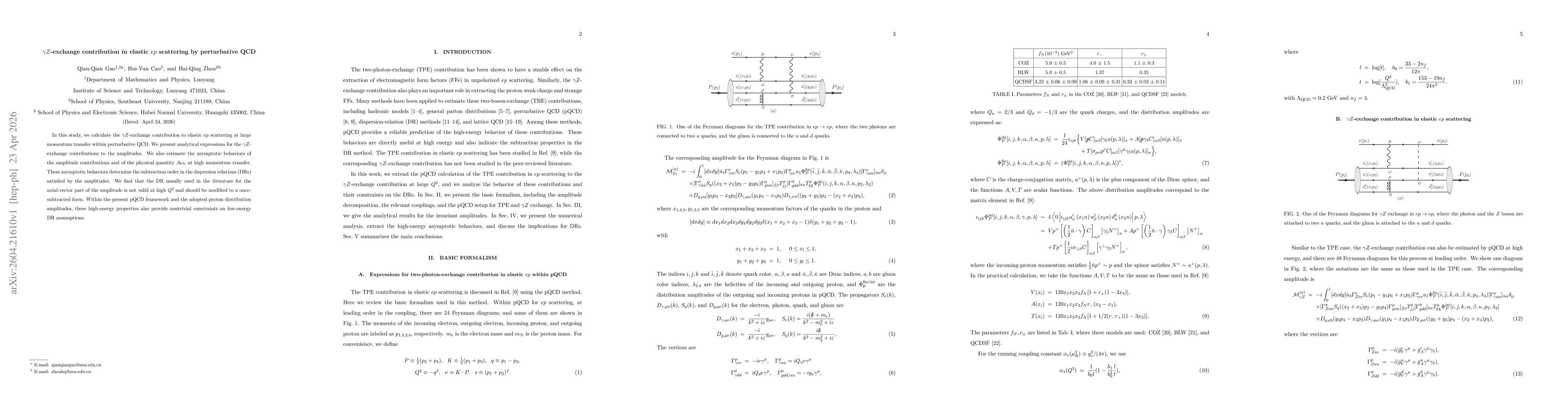 Thumbnail for $γZ$-exchange contribution in elastic $ep$ scattering by perturbative QCD