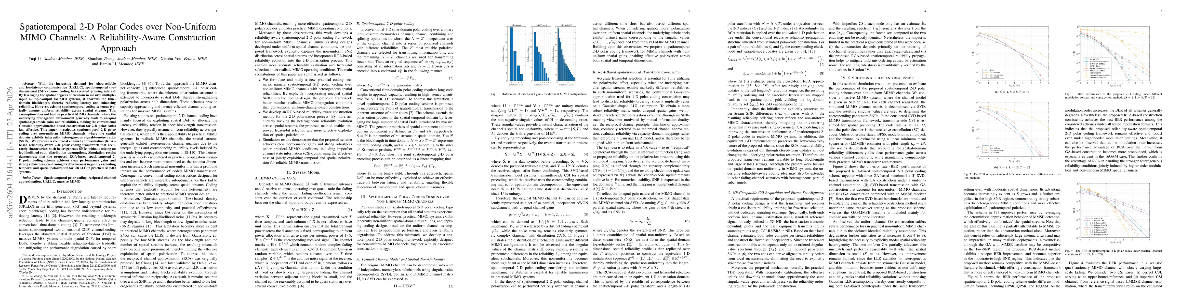 Thumbnail for Spatiotemporal 2-D Polar Codes over Non-Uniform MIMO Channels: A Reliability-Aware Construction Approach