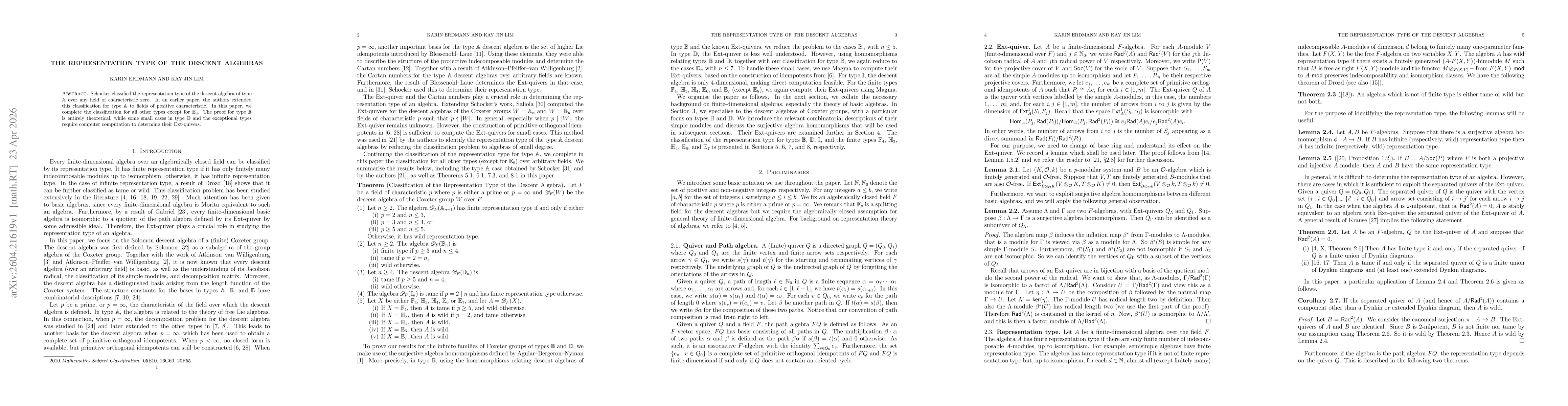 Thumbnail for The Representation Type of the Descent Algebras
