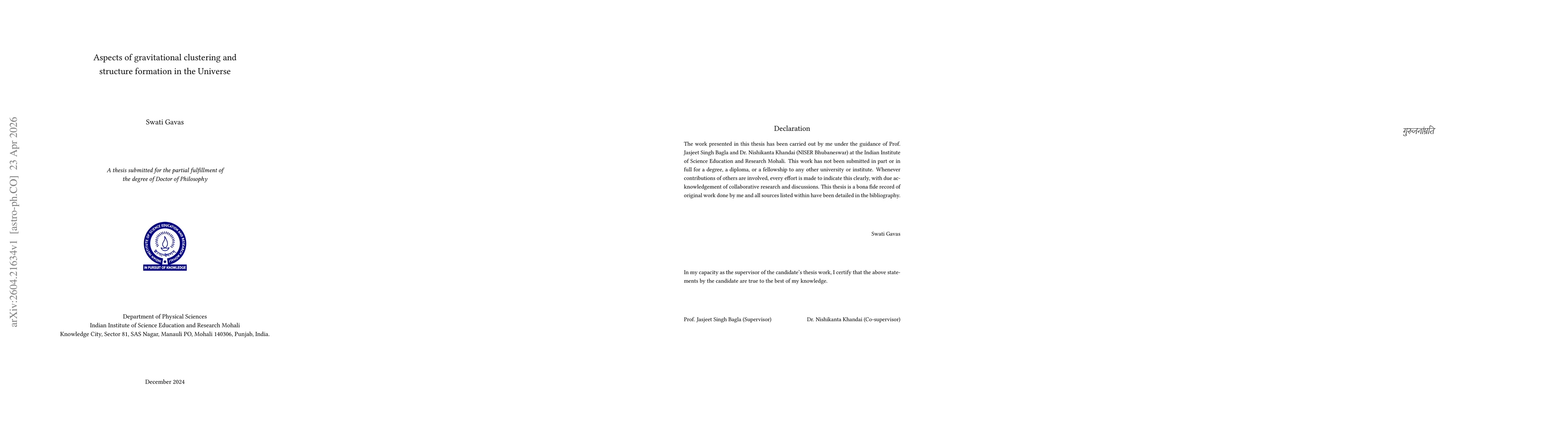 Thumbnail for Aspects of gravitational clustering and structure formation in the Universe