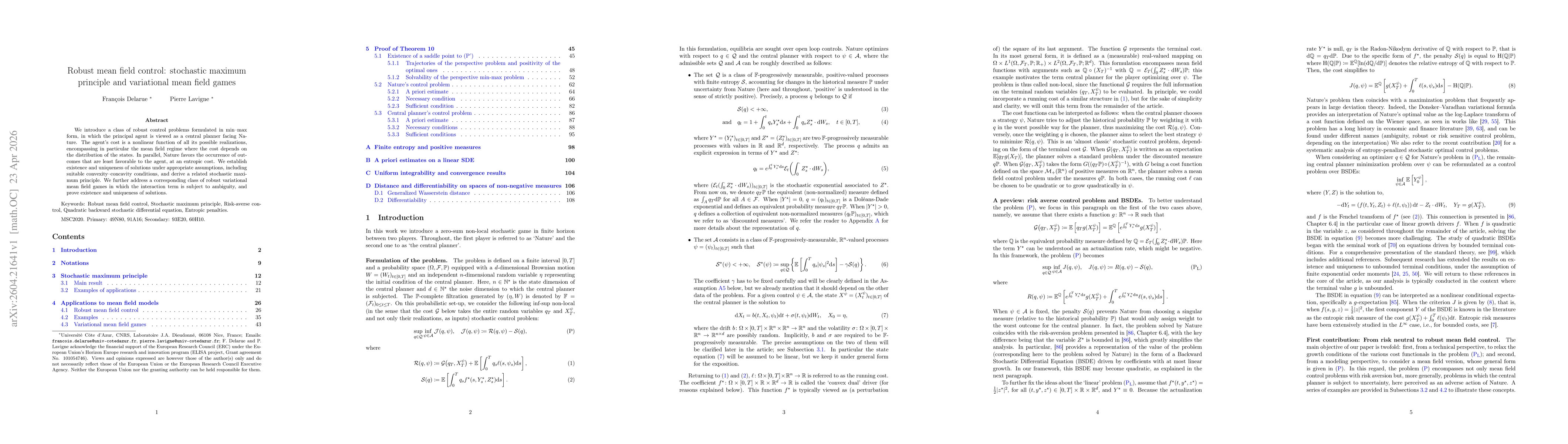 Thumbnail for Robust mean field control: stochastic maximum principle and variational mean field games