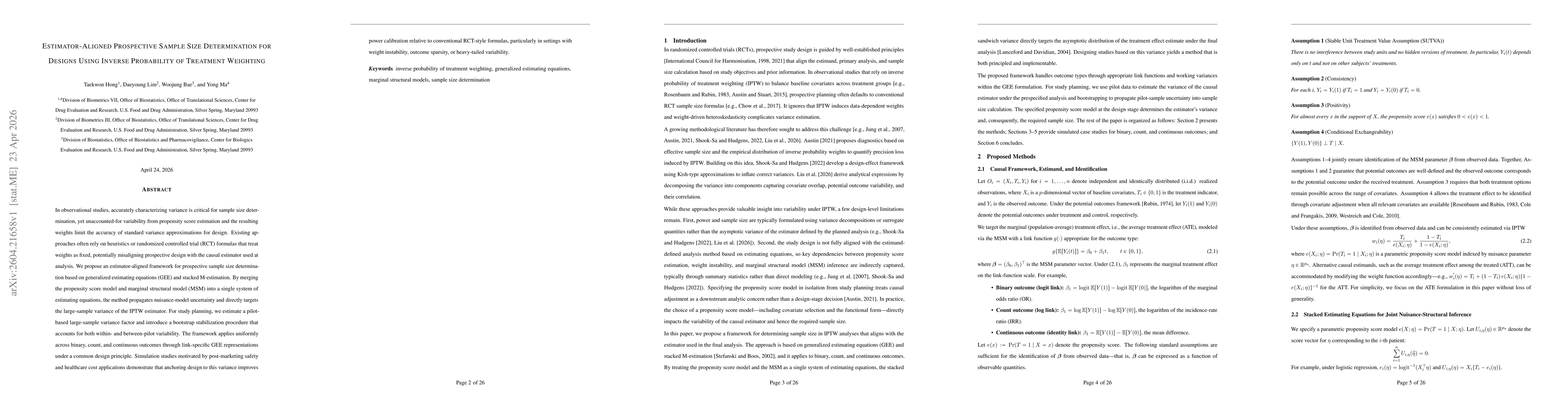 Thumbnail for Estimator-Aligned Prospective Sample Size Determination for Designs Using Inverse Probability of Treatment Weighting