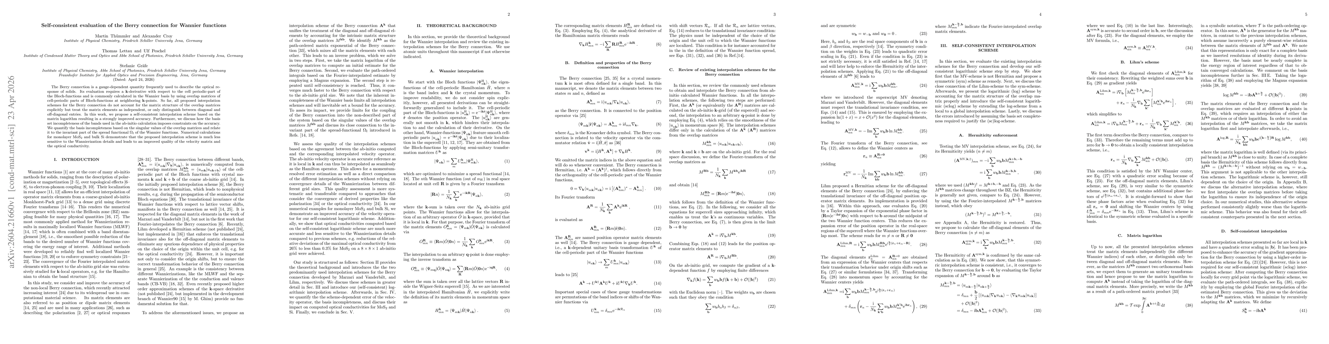 Thumbnail for Self-consistent evaluation of the Berry connection for Wannier functions