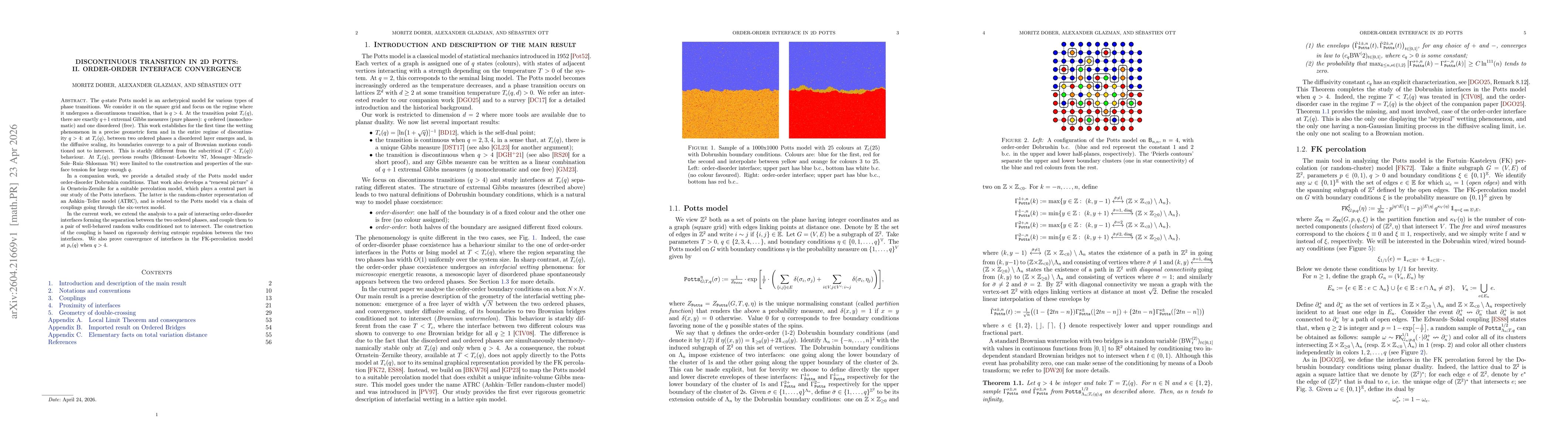 Thumbnail for Discontinuous transition in 2D Potts: II. Order-Order Interface convergence