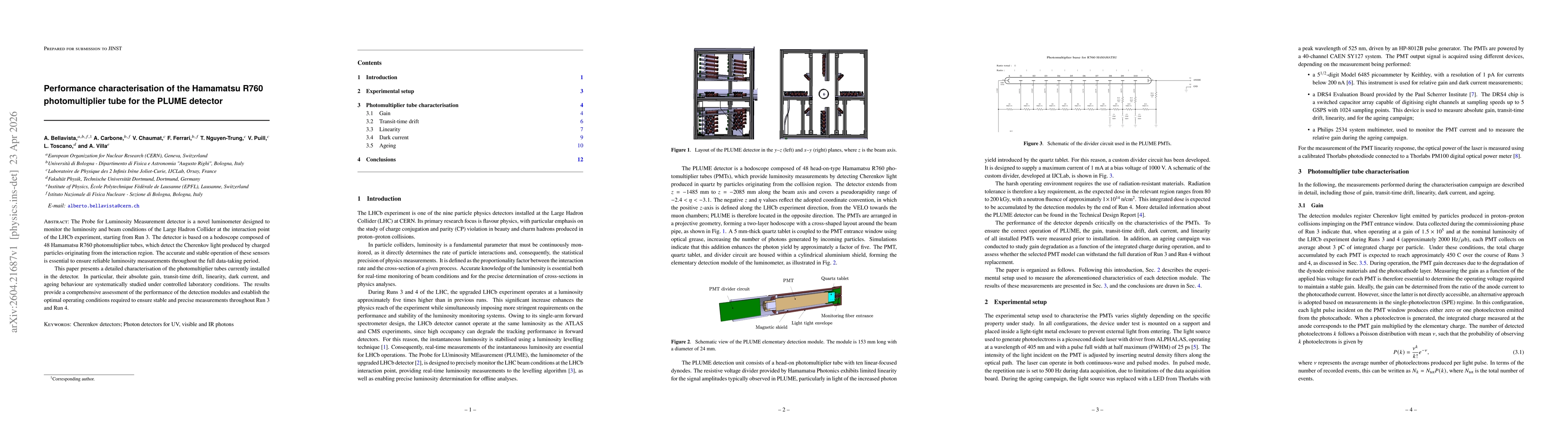 Thumbnail for Performance characterisation of the Hamamatsu R760 photomultiplier tube for the PLUME detector