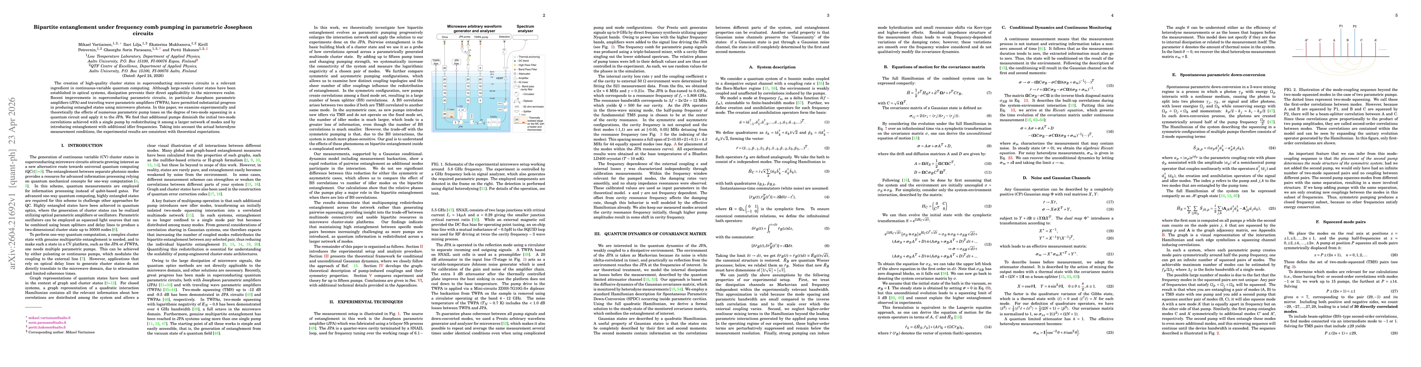 Thumbnail for Bipartite entanglement under frequency comb pumping in parametric Josephson circuits