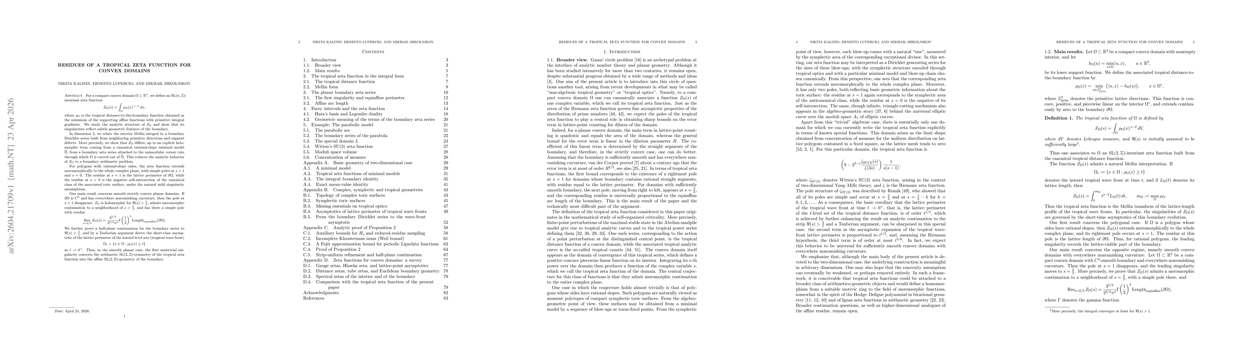 Thumbnail for Residues of a tropical zeta function for convex domains