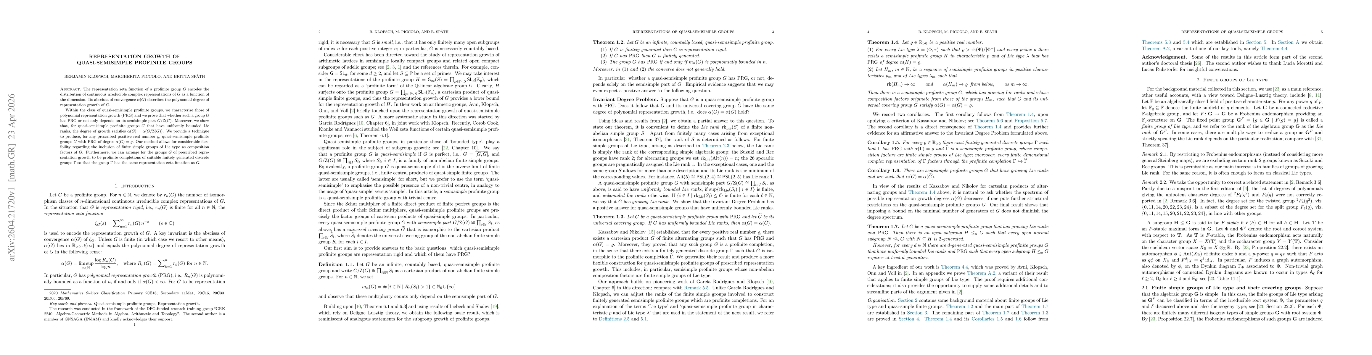 Thumbnail for Representation growth of quasi-semisimple profinite groups