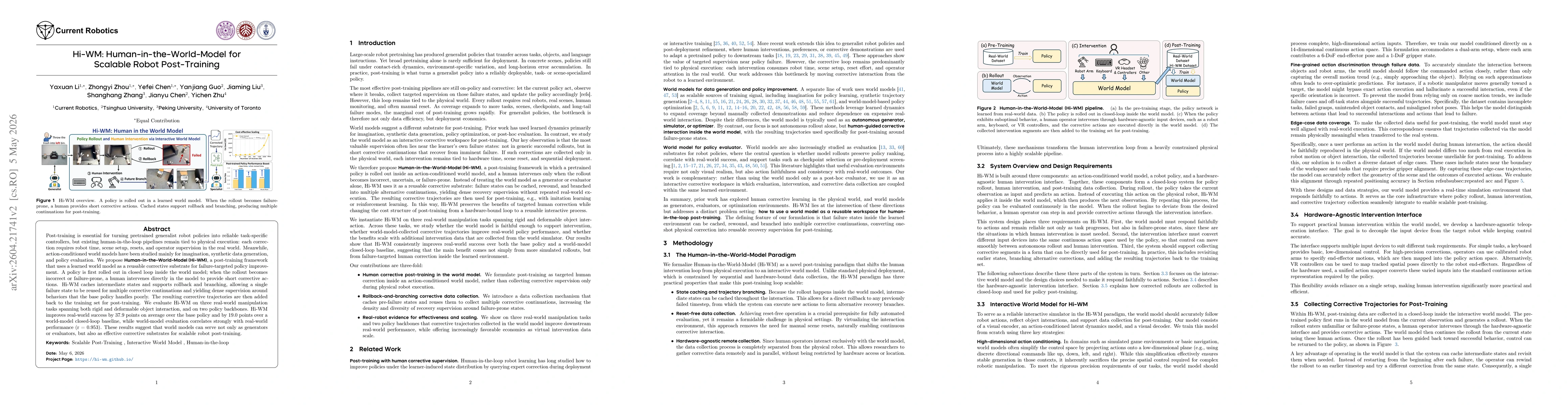 Thumbnail for Hi-WM: Human-in-the-World-Model for Scalable Robot Post-Training