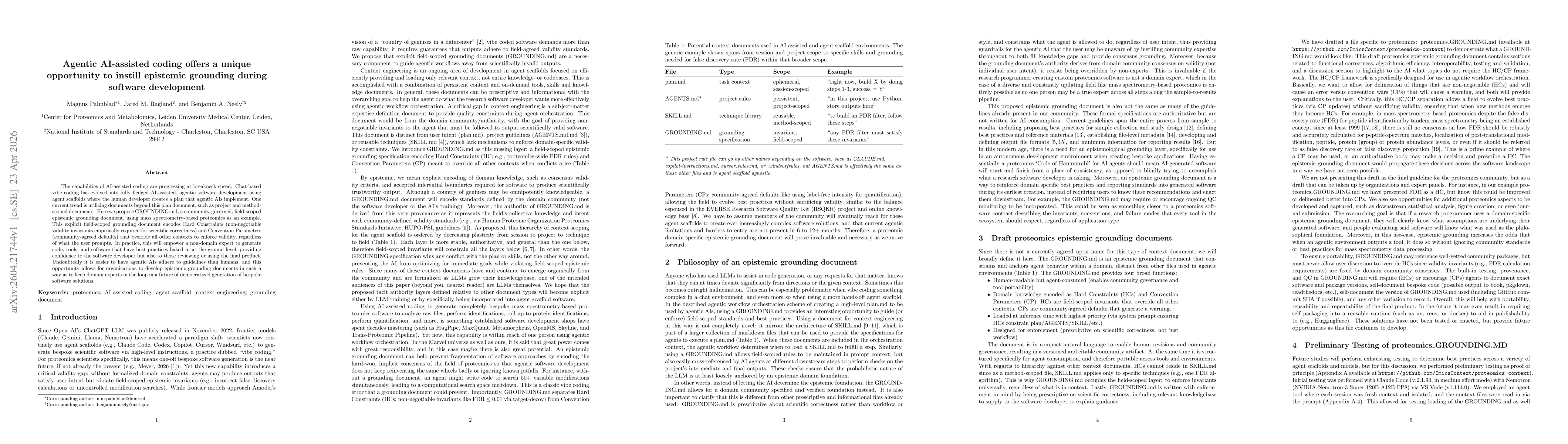 Thumbnail for Agentic AI-assisted coding offers a unique opportunity to instill epistemic grounding during software development