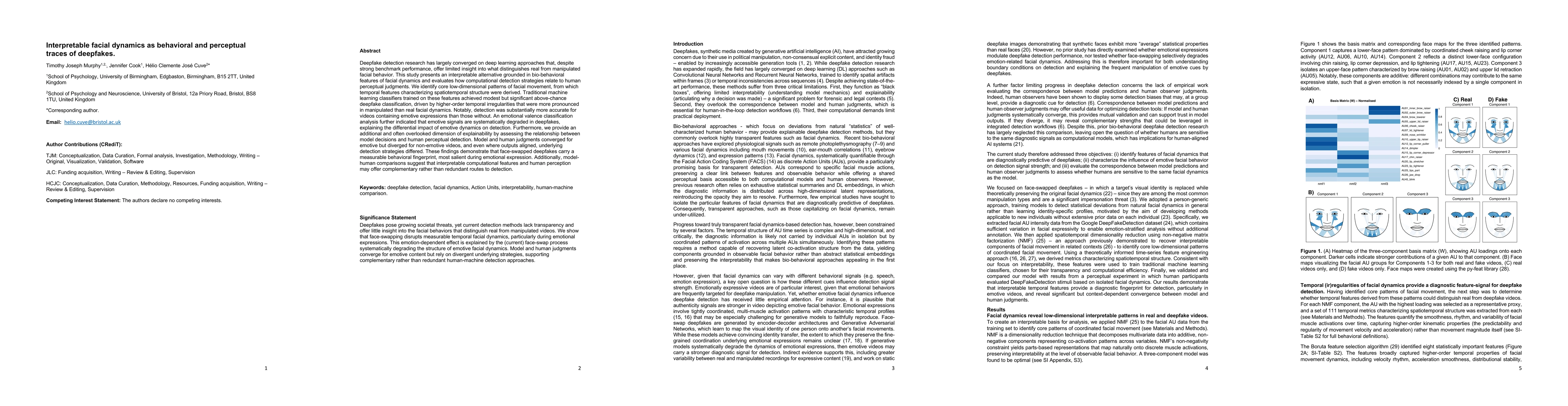 Thumbnail for Interpretable facial dynamics as behavioral and perceptual traces of deepfakes