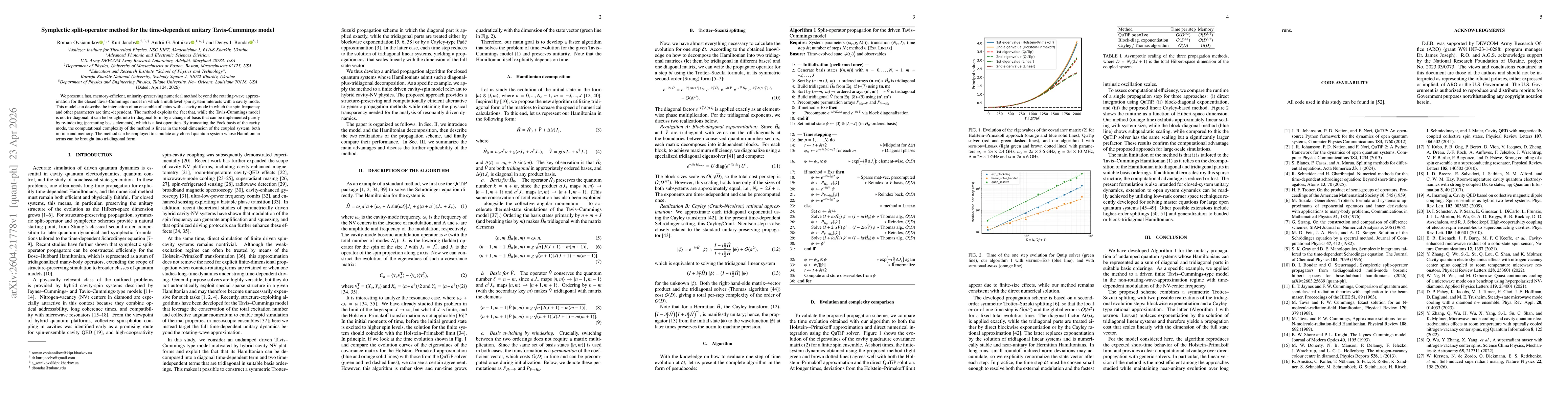 Thumbnail for Symplectic split-operator method for the time-dependent unitary Tavis-Cummings model
