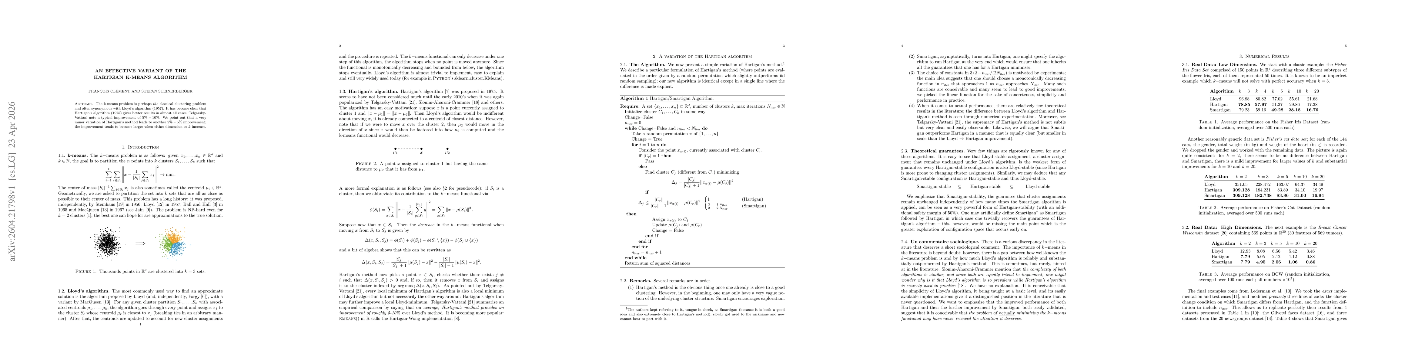 Thumbnail for An effective variant of the Hartigan $k$-means algorithm