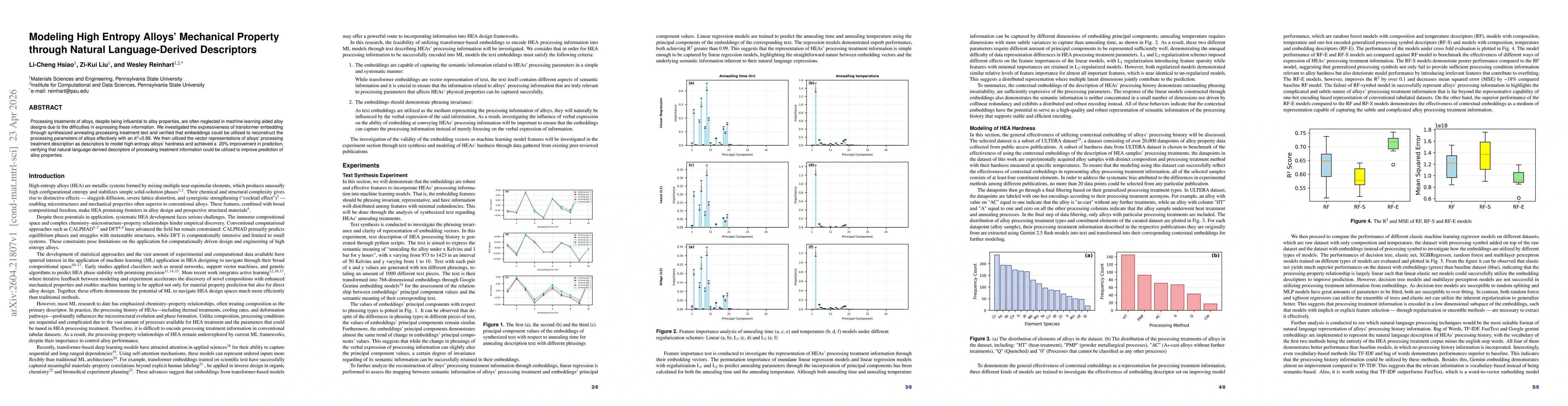 Thumbnail for Modeling High Entropy Alloys' Mechanical Property through Natural Language-Derived Descriptors