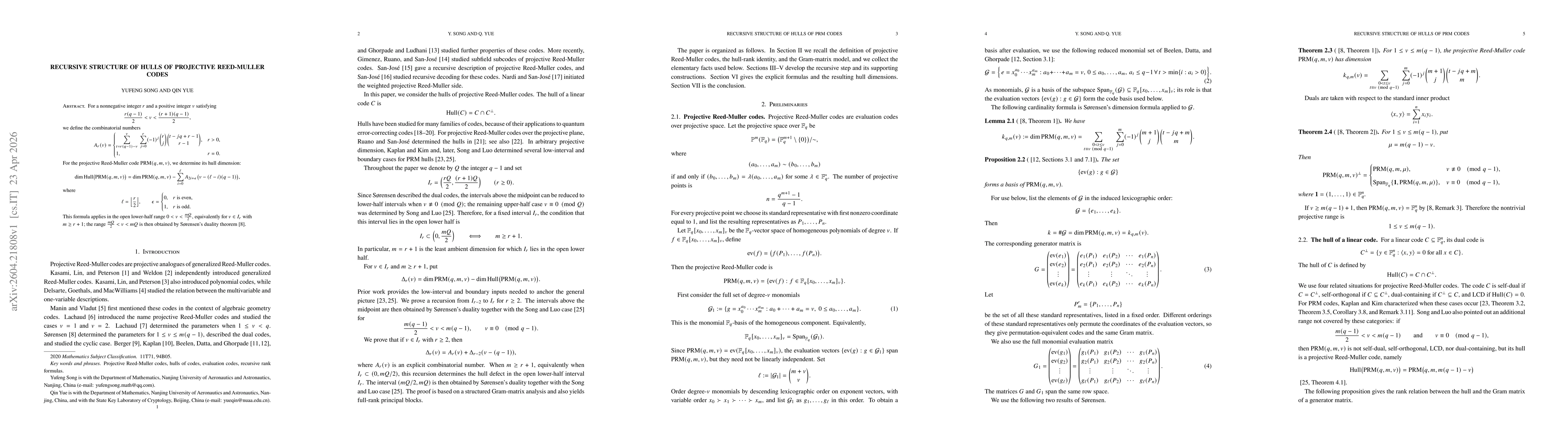 Thumbnail for Recursive Structure of Hulls of PRM Codes