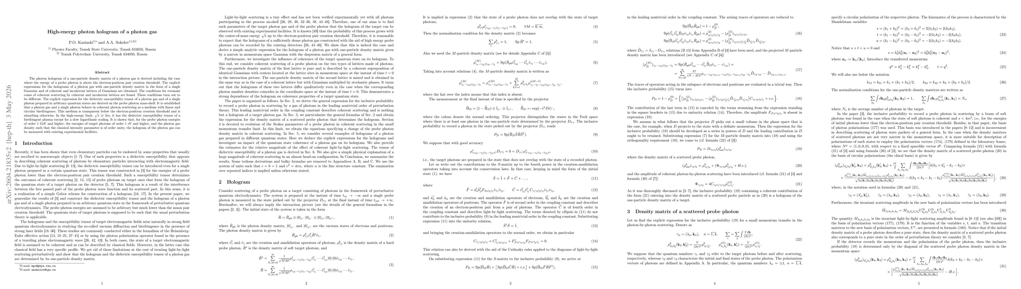 Thumbnail for High-energy photon hologram of a photon gas