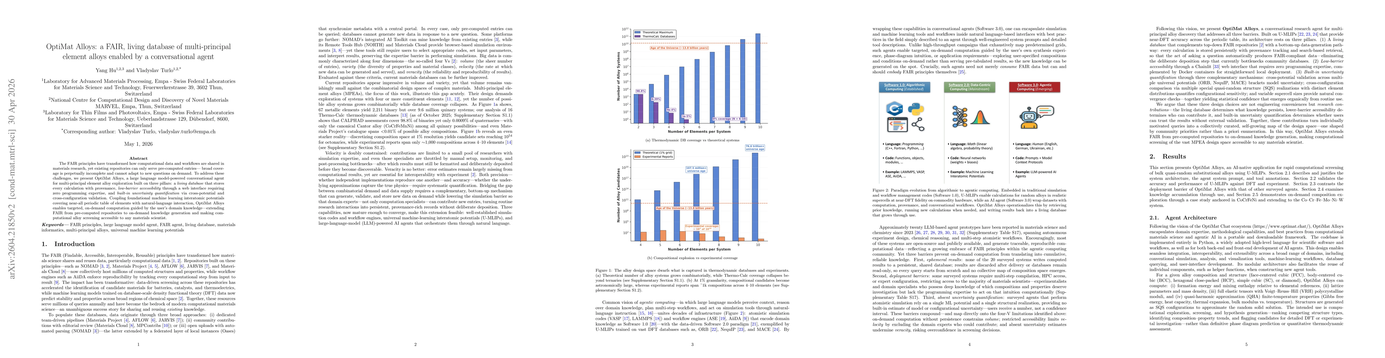 Thumbnail for OptiMat Alloys: A FAIR End-to-End Agent with Living Database for Computational Multi-Principal Alloy Exploration