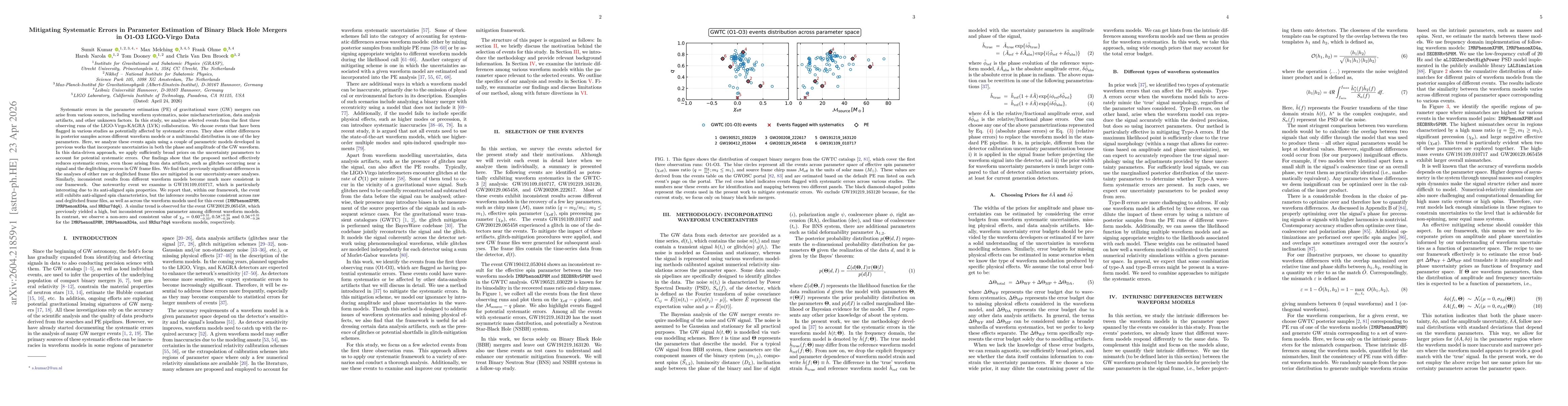 Thumbnail for Mitigating Systematic Errors in Parameter Estimation of Binary Black Hole Mergers in O1-O3 LIGO-Virgo Data