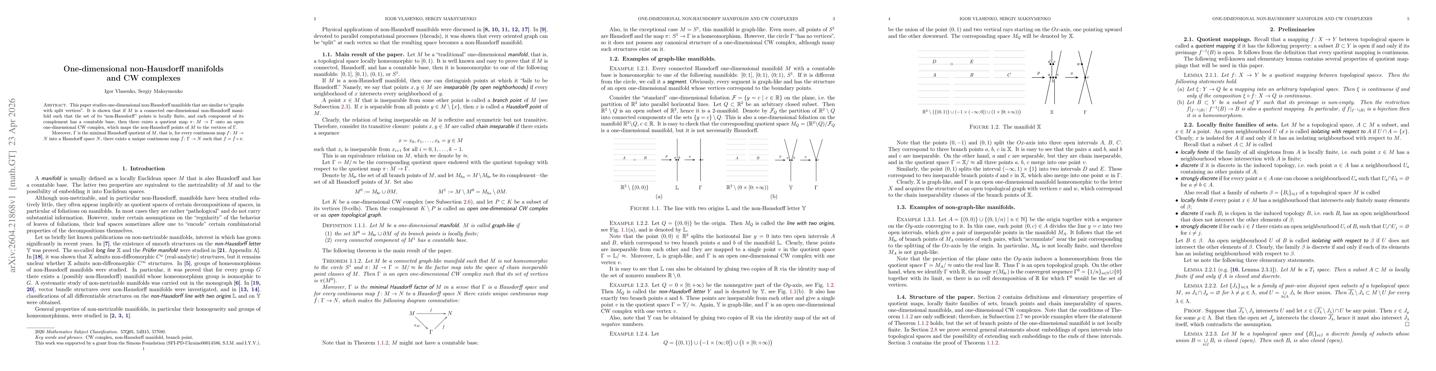 Thumbnail for One-dimensional non-Hausdorff manifolds and CW complexes