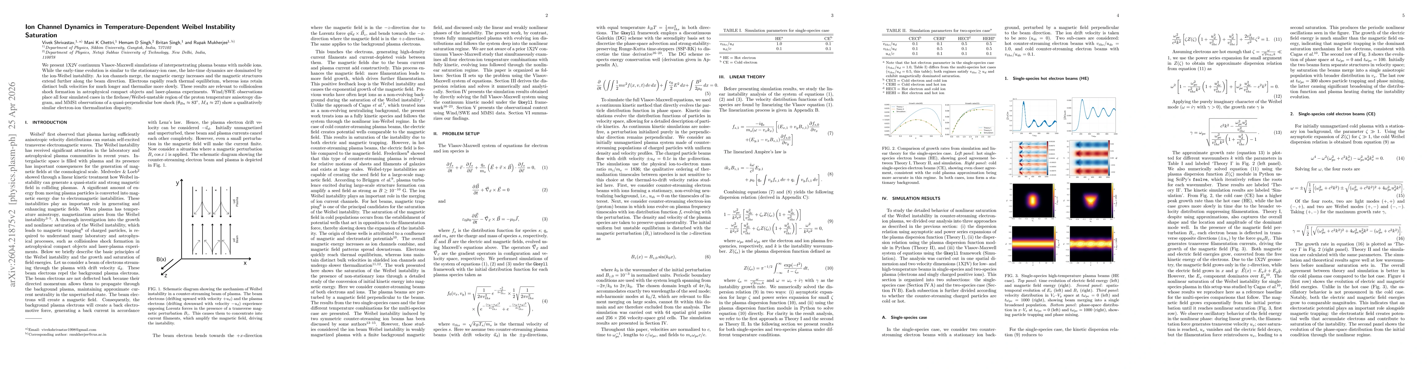 Thumbnail for Ion Channel Dynamics in Temperature-Dependent Weibel Instability Saturation