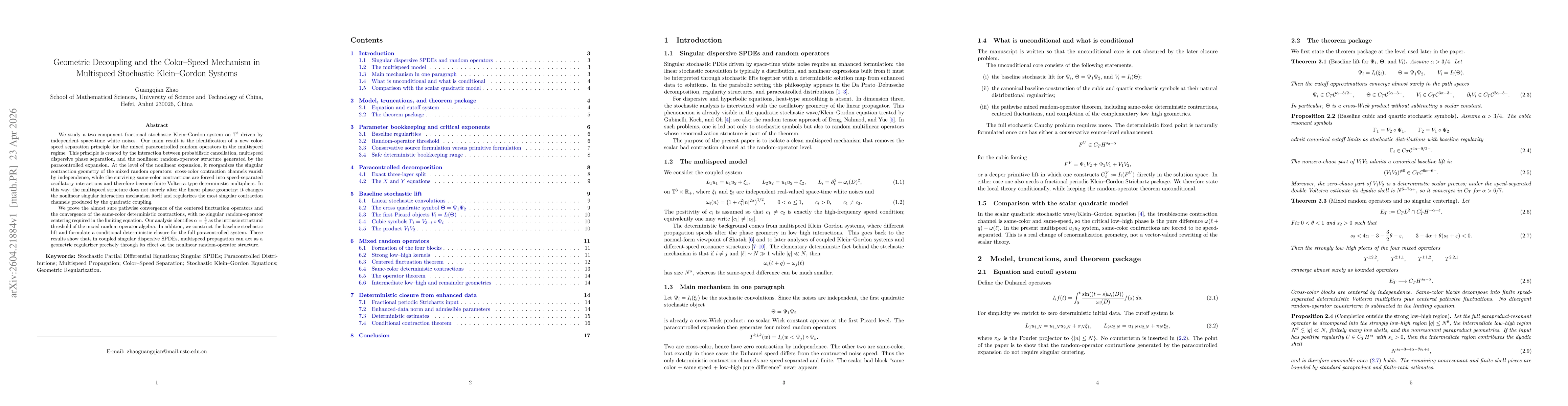 Thumbnail for Geometric Decoupling and the Color--Speed Mechanism in Multispeed Stochastic Klein--Gordon Systems