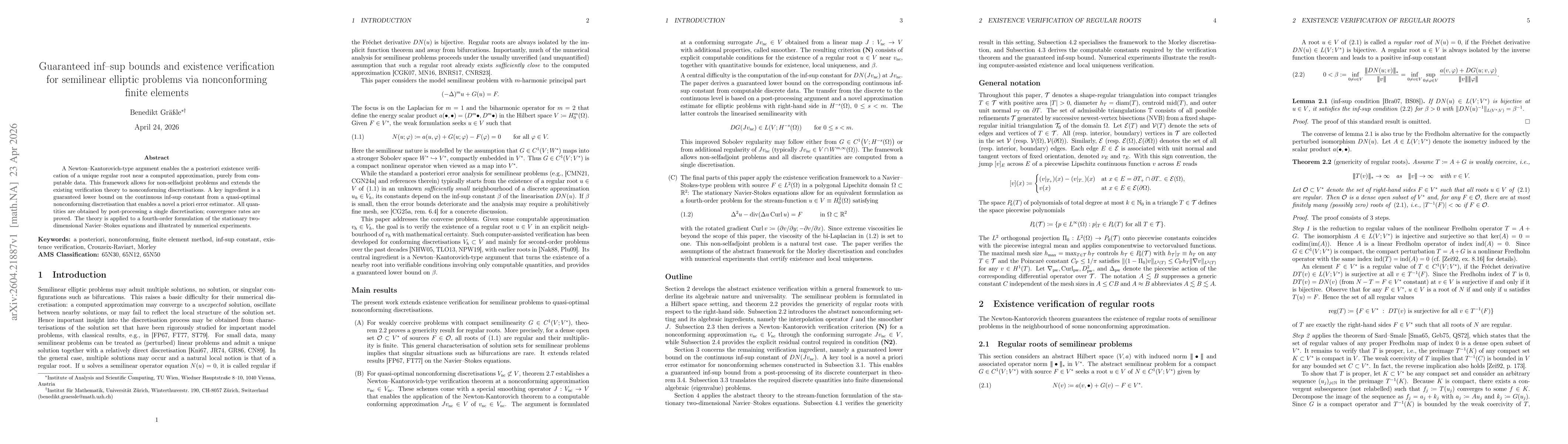 Thumbnail for Guaranteed inf-sup bounds and existence verification for semilinear elliptic problems via nonconforming finite elements