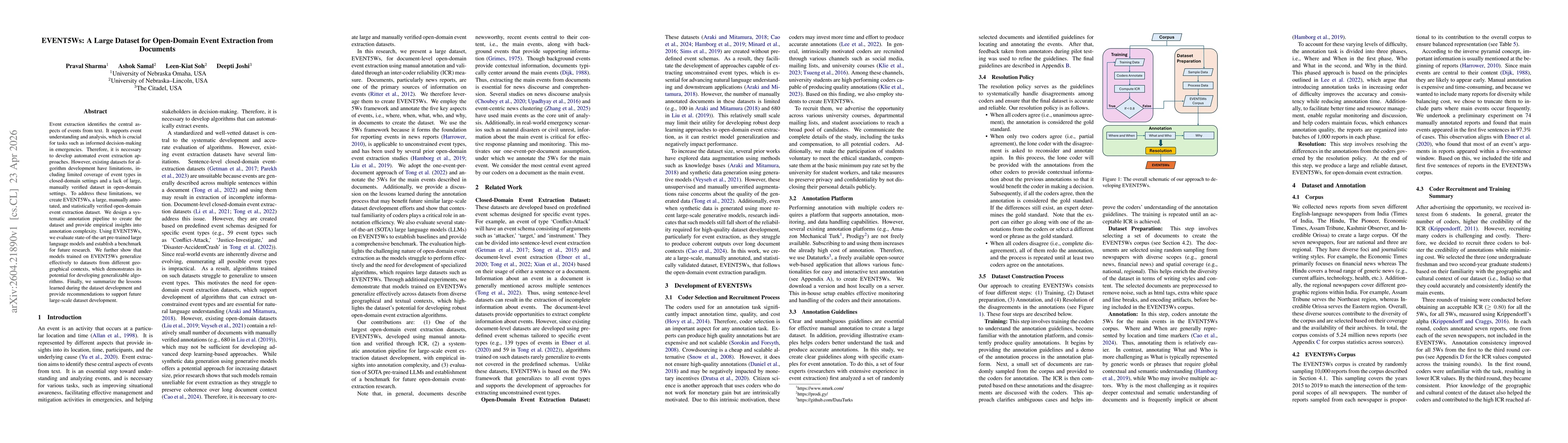 Thumbnail for EVENT5Ws: A Large Dataset for Open-Domain Event Extraction from Documents