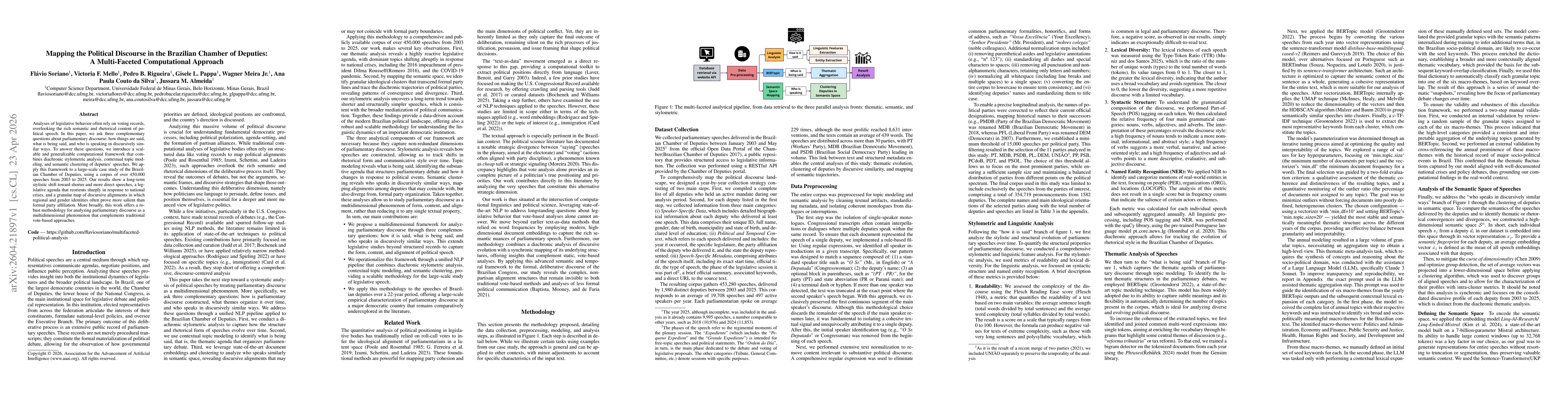 Thumbnail for Mapping the Political Discourse in the Brazilian Chamber of Deputies: A Multi-Faceted Computational Approach