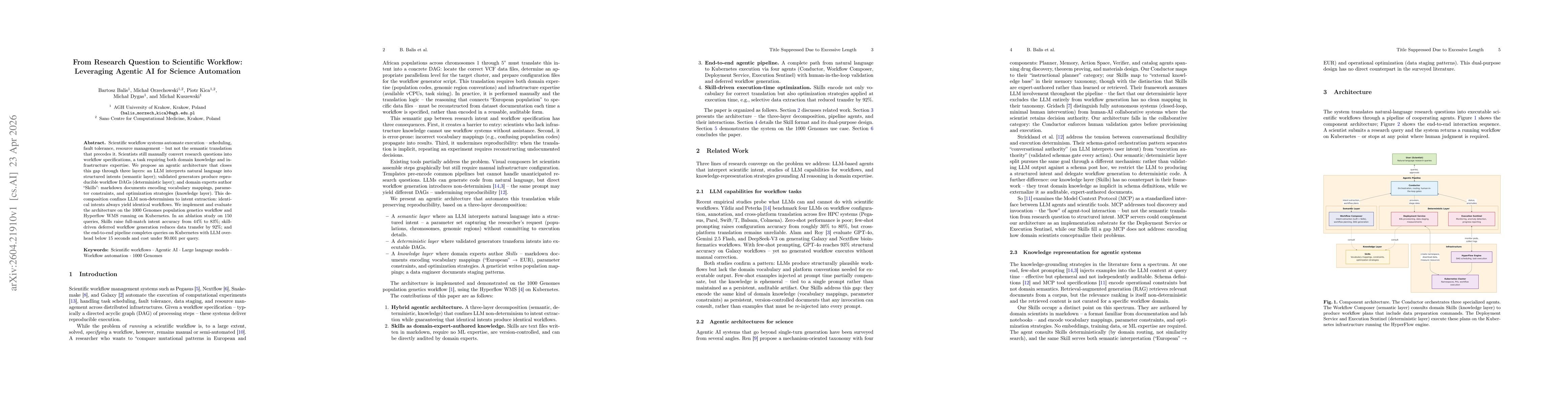 Thumbnail for From Research Question to Scientific Workflow: Leveraging Agentic AI for Science Automation