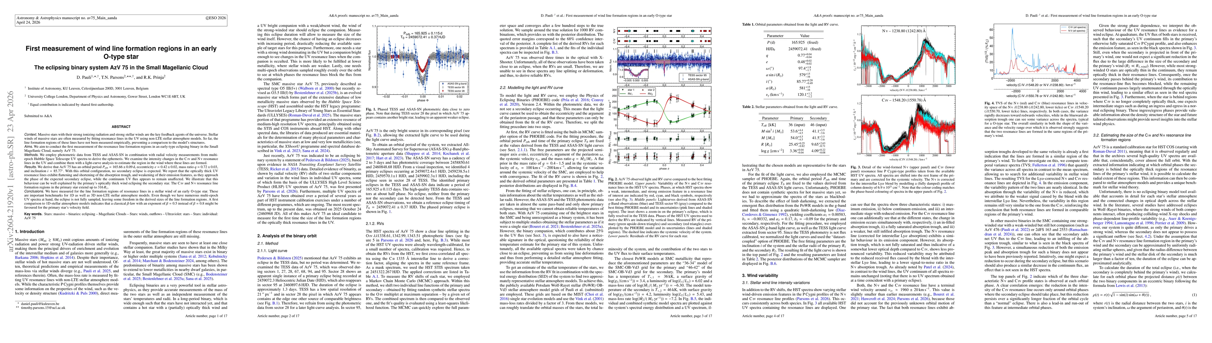 Thumbnail for First measurement of wind line formation regions in an early O-type star