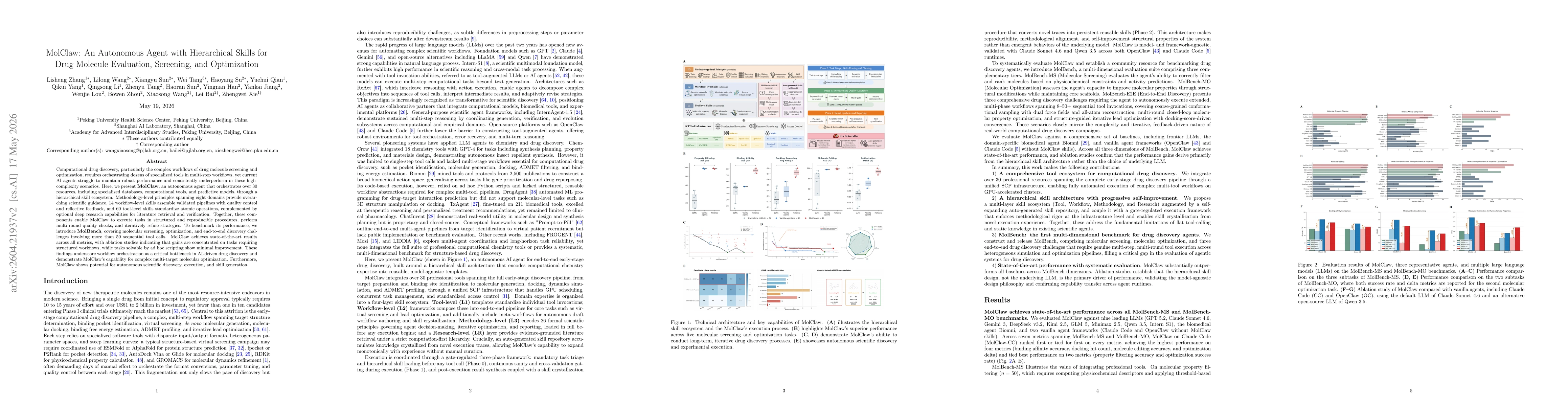 Thumbnail for MolClaw: An Autonomous Agent with Hierarchical Skills for Drug Molecule Evaluation, Screening, and Optimization