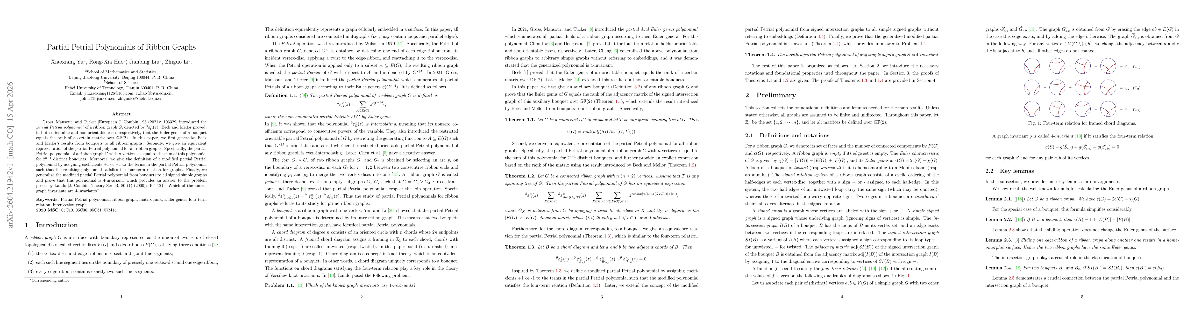 Thumbnail for Partial Petrial Polynomials of Ribbon Graphs