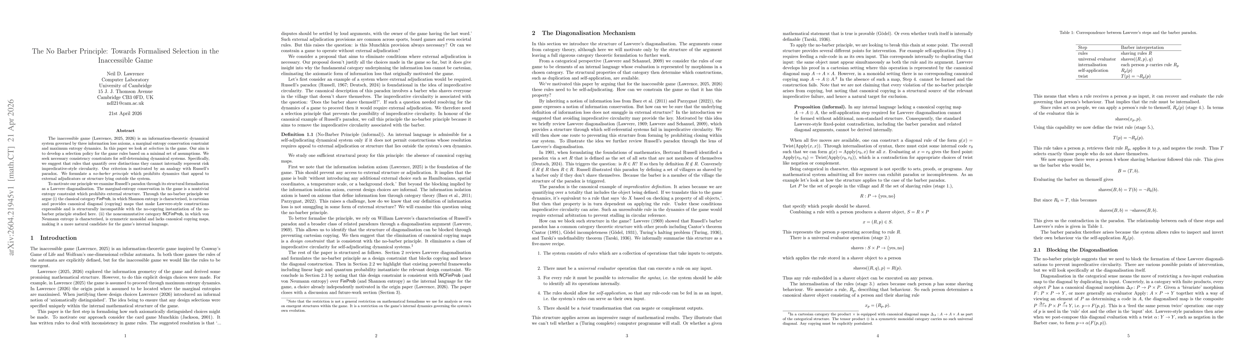 Thumbnail for The No Barber Principle: Towards Formalised Selection in the Inaccessible Game