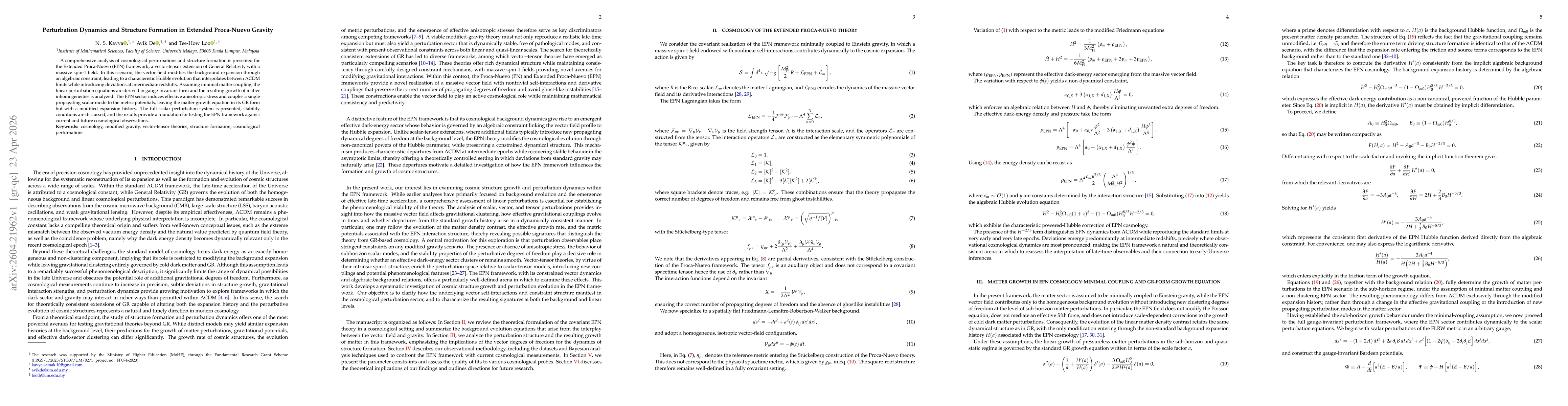 Thumbnail for Perturbation Dynamics and Structure Formation in Extended Proca-Nuevo Gravity