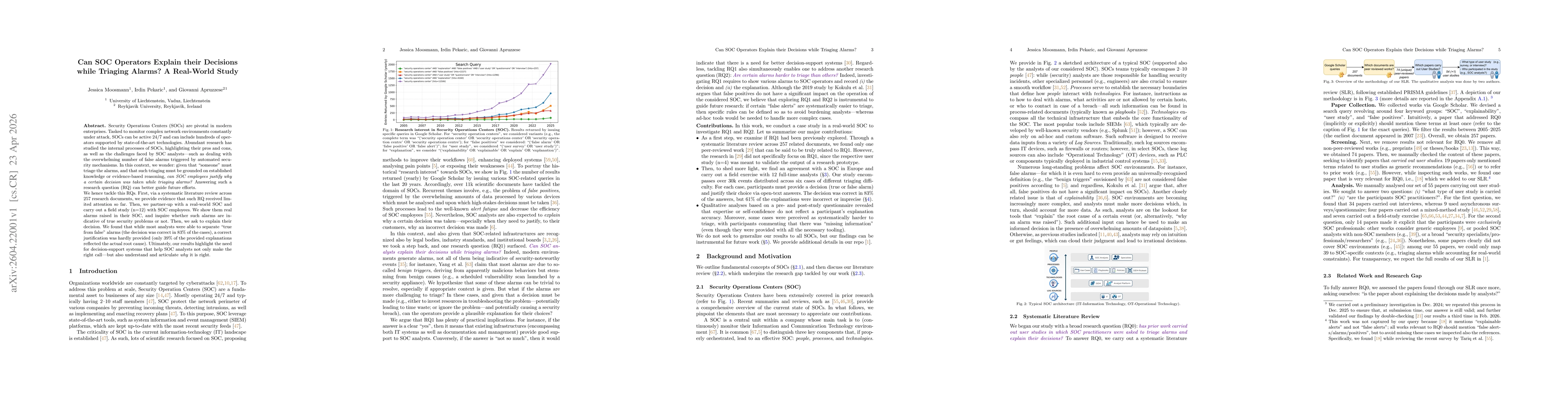 Thumbnail for Can SOC Operators Explain their Decisions while Triaging Alarms? A Real-World Study