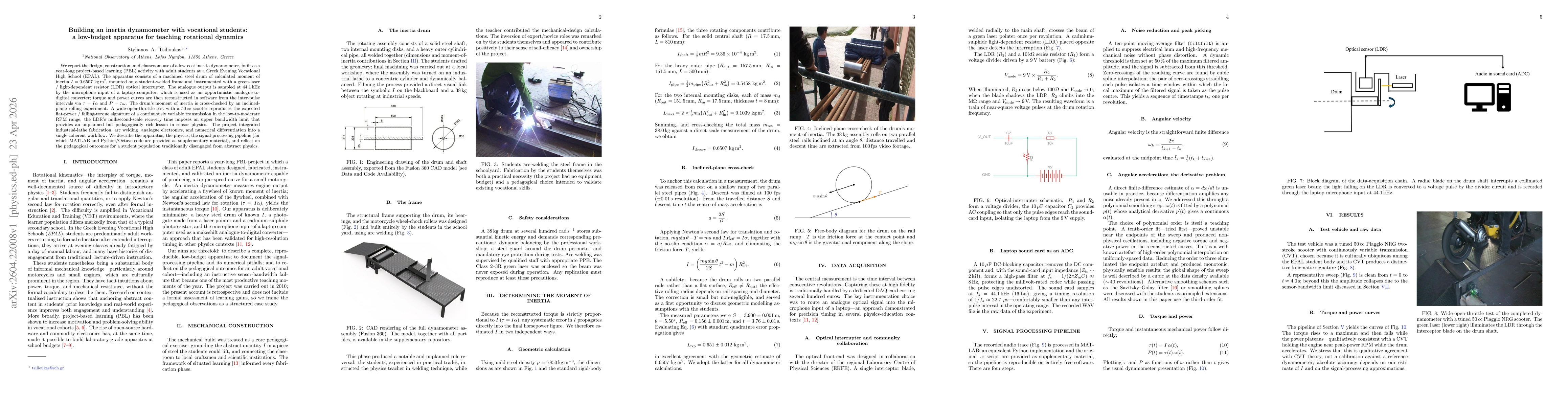 Thumbnail for Building an inertia dynamometer with vocational students: a low-budget apparatus for teaching rotational dynamics
