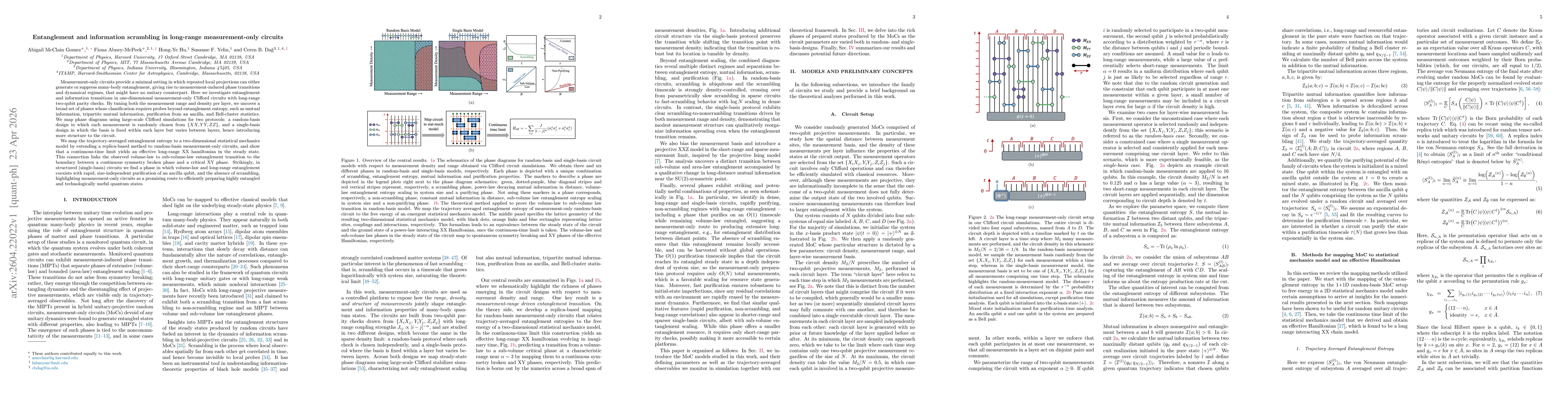 Thumbnail for Entanglement and information scrambling in long-range measurement-only circuits