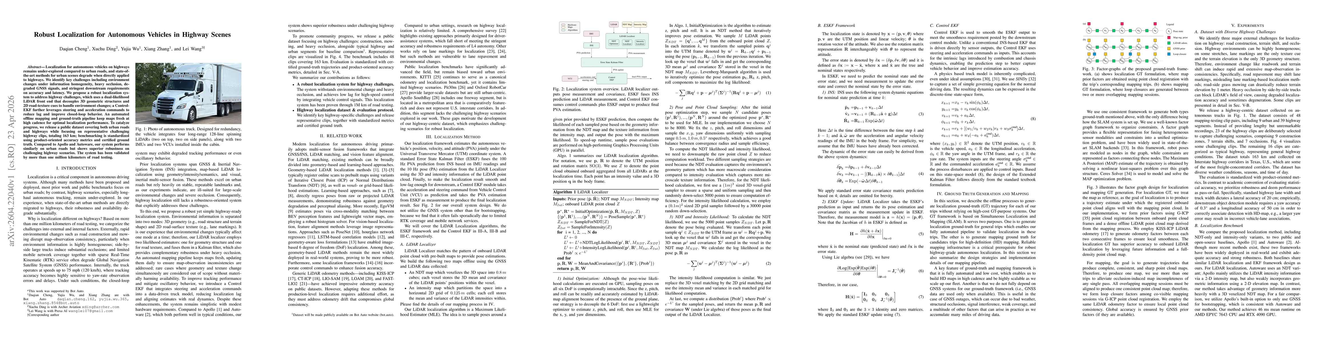 Thumbnail for Robust Localization for Autonomous Vehicles in Highway Scenes