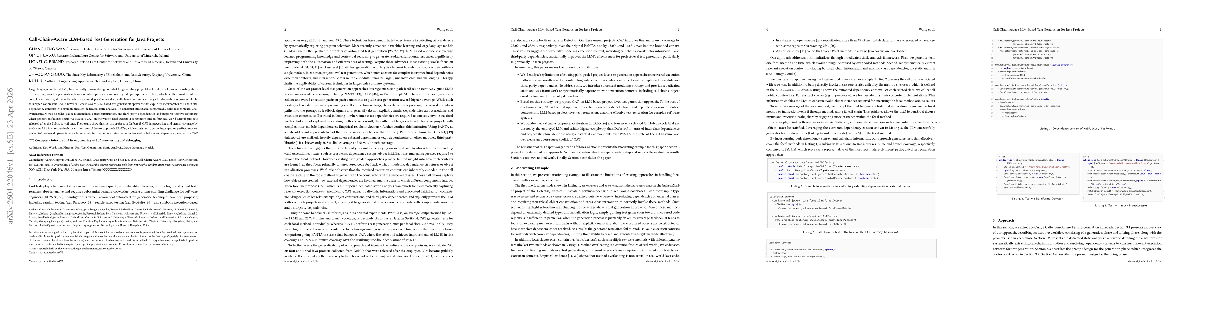 Thumbnail for Call-Chain-Aware LLM-Based Test Generation for Java Projects