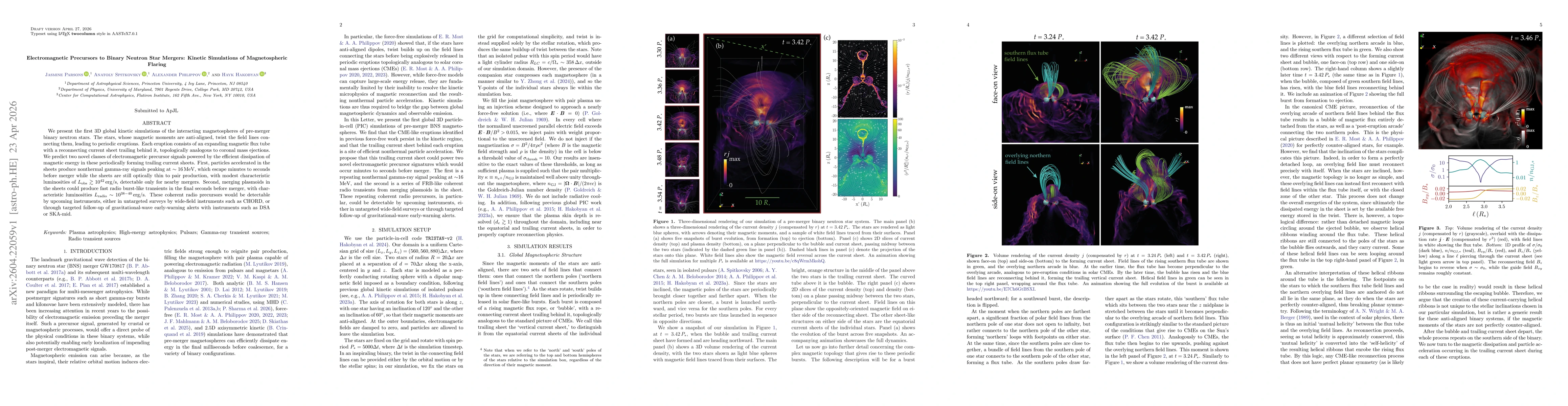 Thumbnail for Electromagnetic Precursors to Binary Neutron Star Mergers: Kinetic Simulations of Magnetospheric Flaring