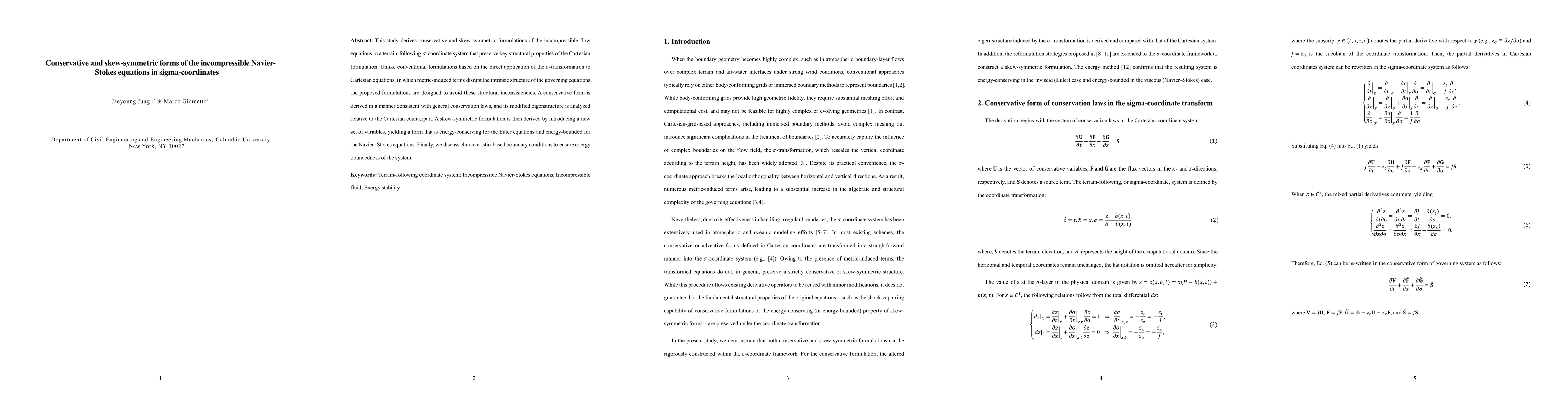 Thumbnail for Conservative and skew-symmetric forms of the incompressible Navier-Stokes equations in sigma-coordinates