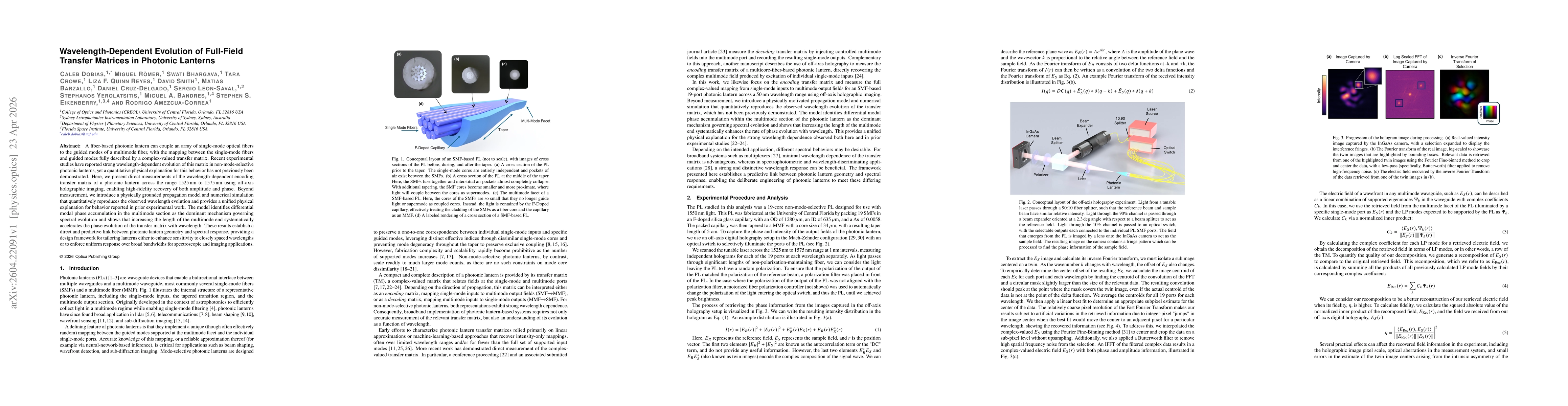 Thumbnail for Wavelength-Dependent Evolution of Full-Field Transfer Matrices in Photonic Lanterns
