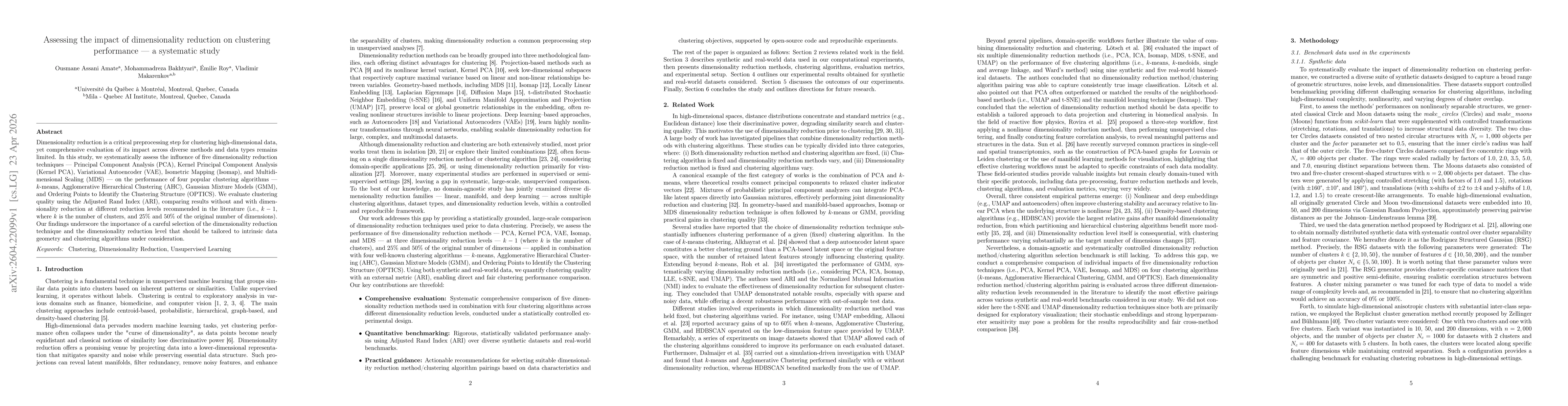 Thumbnail for Assessing the impact of dimensionality reduction on clustering performance -- a systematic study