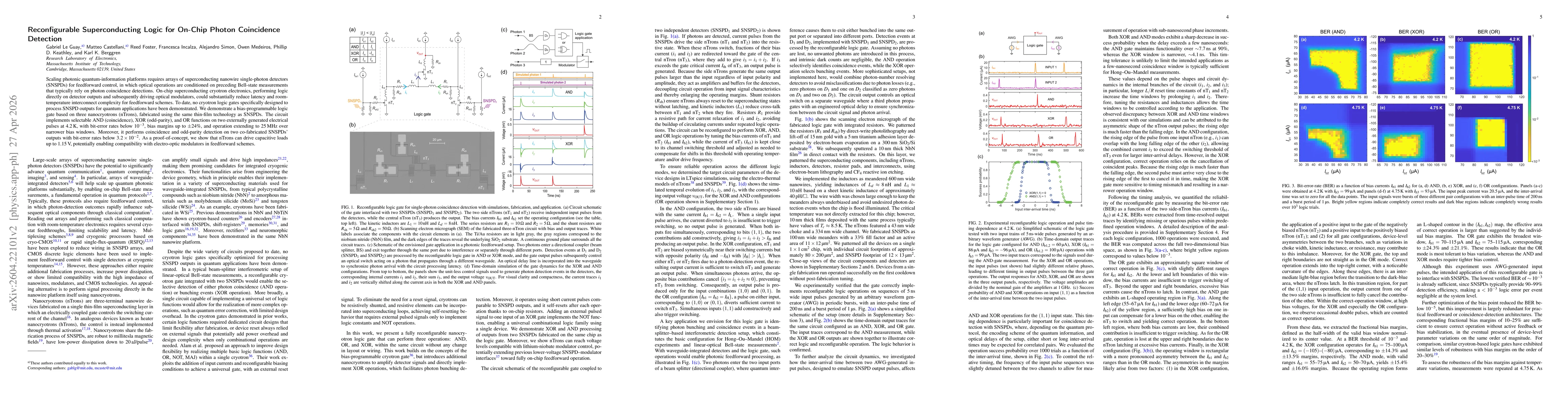 Thumbnail for Reconfigurable Superconducting Logic for On-Chip Photon Coincidence Detection