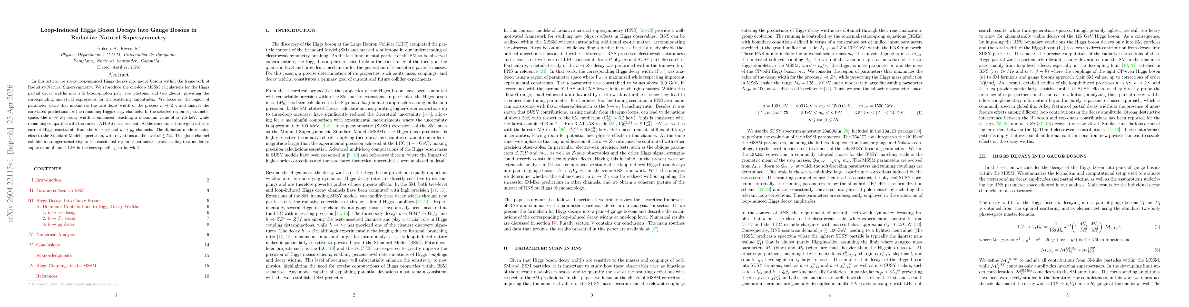 Thumbnail for Loop-Induced Higgs Boson Decays into Gauge Bosons in Radiative Natural Supersymmetry