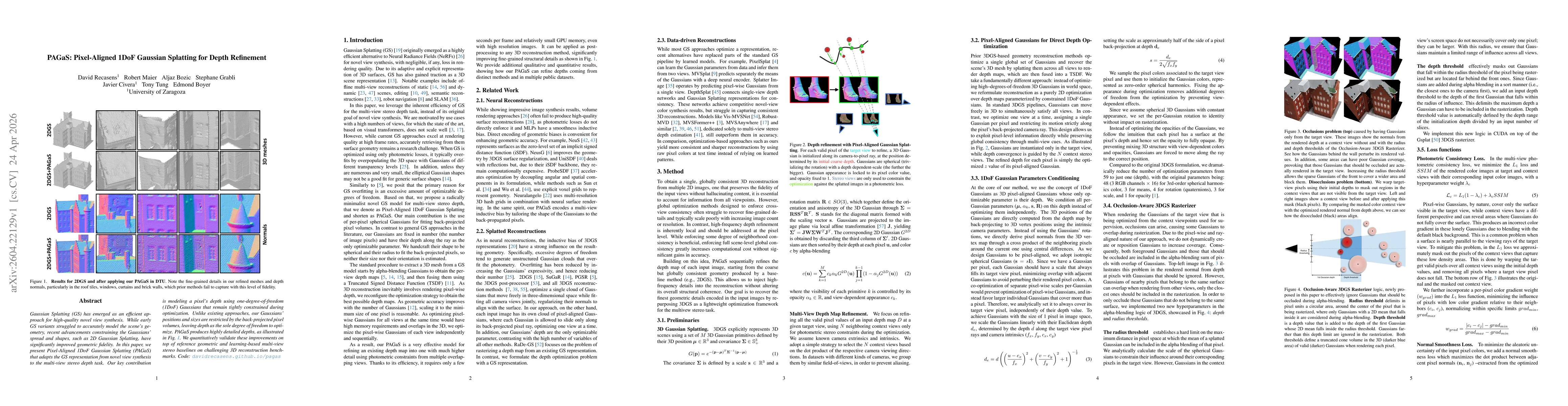 Thumbnail for PAGaS: Pixel-Aligned 1DoF Gaussian Splatting for Depth Refinement