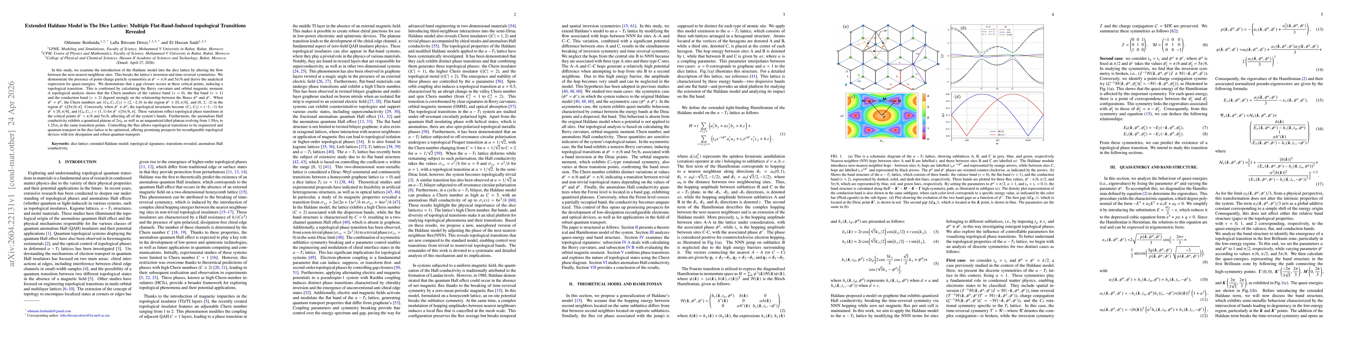 Thumbnail for Extended Haldane Model in The Dice Lattice: Multiple Flat-Band-Induced topological Transitions Revealed