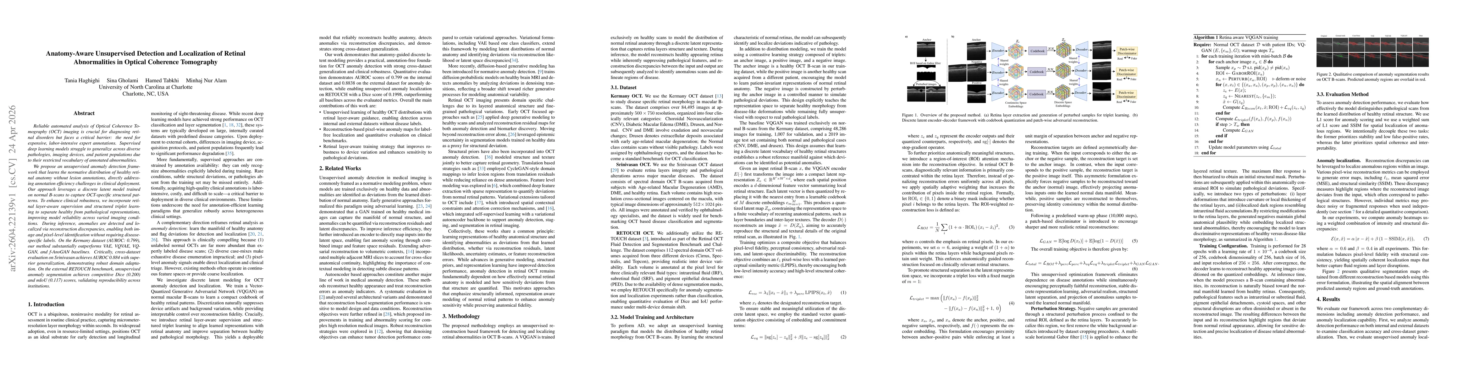 Thumbnail for Anatomy-Aware Unsupervised Detection and Localization of Retinal Abnormalities in Optical Coherence Tomography