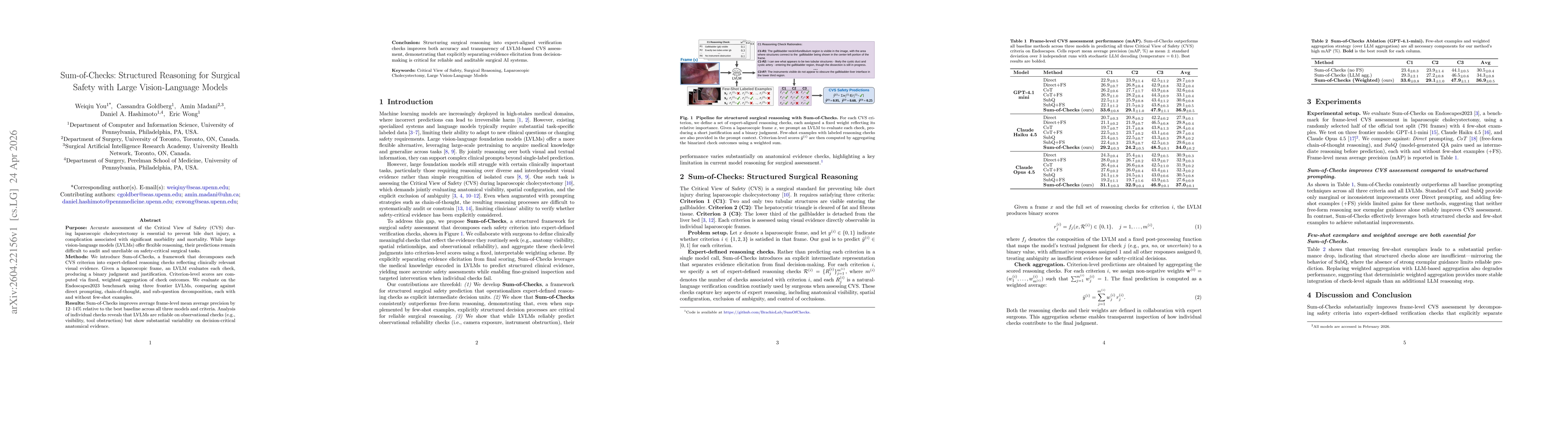 Thumbnail for Sum-of-Checks: Structured Reasoning for Surgical Safety with Large Vision-Language Models